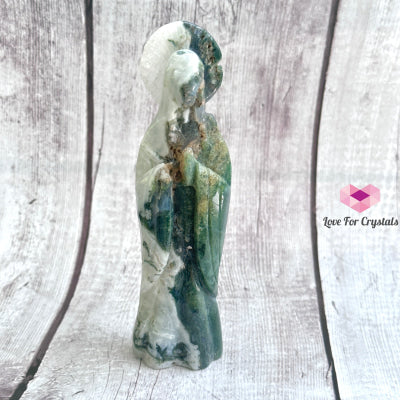 Mother Mary Carved Moss Agate 6 (Nett Price) Crystal Carving