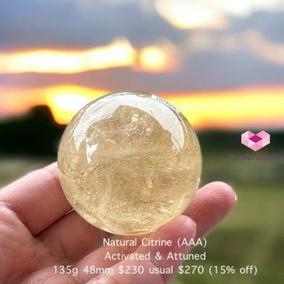Natural Citrine Sphere (Aaa & Aa Grade) Brazil 135G 48Mm Aaa Crystal Spheres