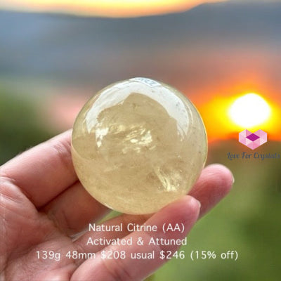 Natural Citrine Sphere (Aaa & Aa Grade) Brazil 139G 48Mm Crystal Spheres