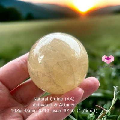 Natural Citrine Sphere (Aaa & Aa Grade) Brazil 142G 48Mm Crystal Spheres