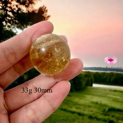Natural Citrine Sphere (Aaaaa Grade) Brazil 33G 30Mm Crystal Spheres