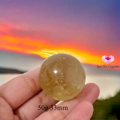 Natural Citrine Sphere (Aaaaa Grade) Brazil 50G 33Mm Crystal Spheres