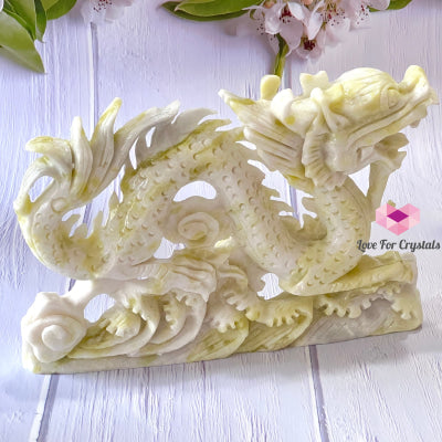 Nephrite Jade Dragon Carved Crystal 19X8Cm (8X3) White