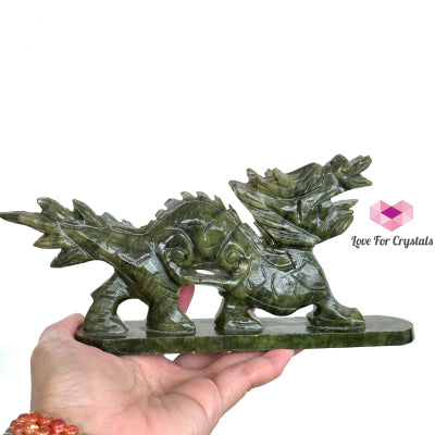 Nephrite Jade Dragon (180Mm) (Mini) Crystal Carved