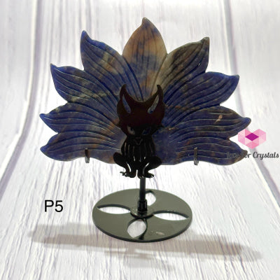 Nine-Tailed Fox Crystal Carving With Stand 11Cm Photo 5-Blue Sodalite