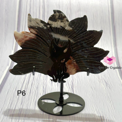 Nine-Tailed Fox Crystal Carving With Stand 11Cm Photo 6-Zebra Jasper
