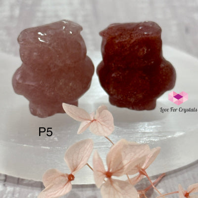 Owl Crystal Carved 1 (30Mm) Per Pair Photo 5 (Strawberry Quartz) Polished Crystal