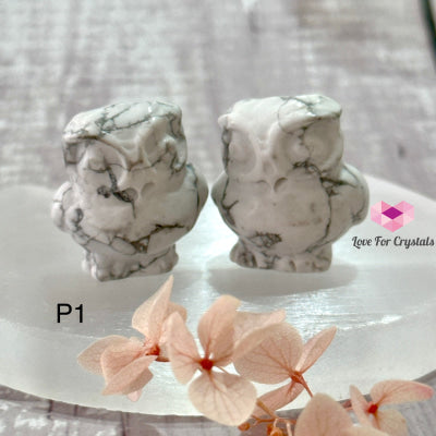 Owl Crystal Carved 1 (30Mm) Per Pair Photo (Howlite) Polished Crystal