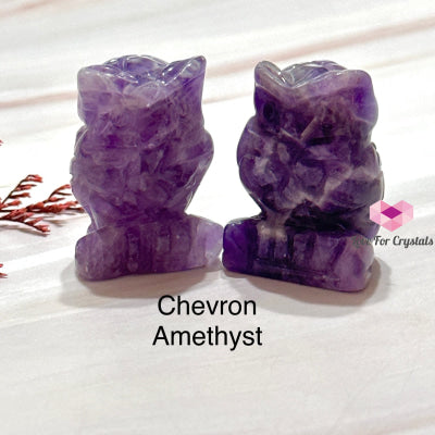 Owl Crystal Carved 1.5 Chevron Amethyst (Per Pair)