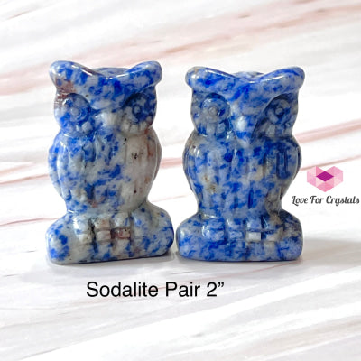 Owl Crystal Carved 2 (50Mm) Blue Sodalite (Per Pair)