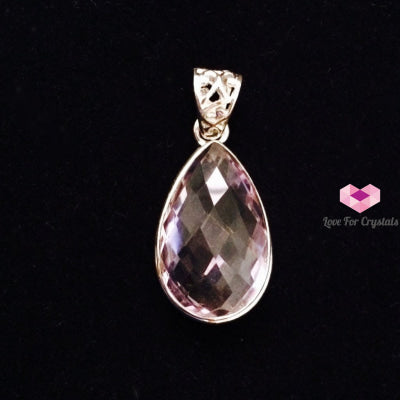 Pink Amethyst Faceted Pendant In 925 Silver (Tear Drop Cut) Pendants & Necklaces