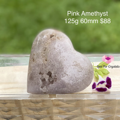Pink Amethyst Heart (Rare) Argentina 125G 60Mm Polished Stones