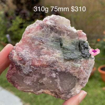 Pink And Green Tourmaline In Lepidolite Quartz Mica (Brazil) Collectors Aaa 310G 75Mm Raw Stones