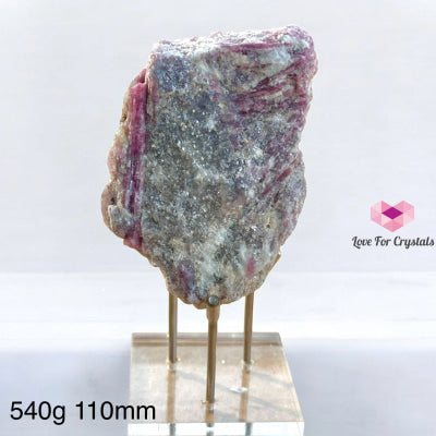 Pink & Green Tourmaline Natural Raw With Acrylic Stand (Large) Brazil (Aaa Grade) 540G 110Mm Crystal