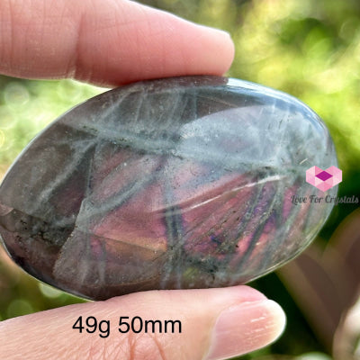 Purple Labradorite Palm Stone (Madagascar) 49G 50Mm Polished Crystals