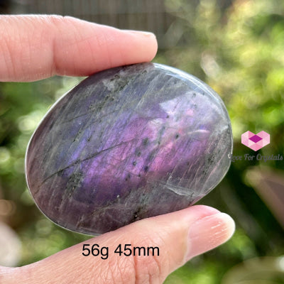 Purple Labradorite Palm Stone (Madagascar) 56G 45Mm Polished Crystals