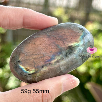 Purple Labradorite Palm Stone (Madagascar) 59G 55Mm Polished Crystals