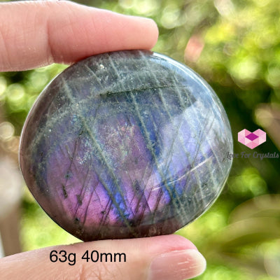 Purple Labradorite Palm Stone (Madagascar) 63G 40Mm Polished Crystals