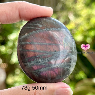 Purple Labradorite Palm Stone (Madagascar) 73G 50Mm Polished Crystals