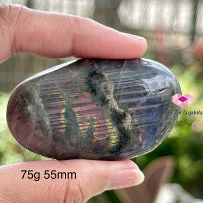 Purple Labradorite Palm Stone (Madagascar) 75G 55Mm Polished Crystals