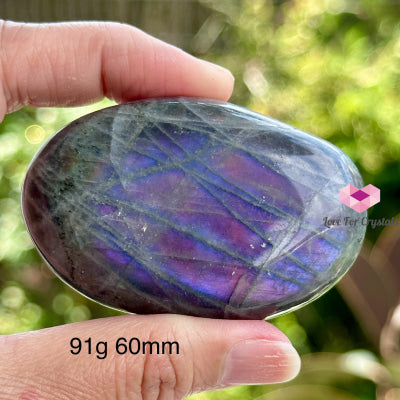 Purple Labradorite Palm Stone (Madagascar) 91G 60Mm Polished Crystals