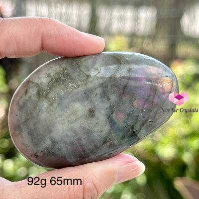 Purple Labradorite Palm Stone (Madagascar) 92G 65Mm Polished Crystals