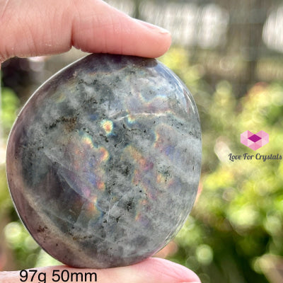 Purple Labradorite Palm Stone (Madagascar) 97G 50Mm Polished Crystals