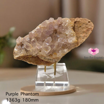 Purple Phantom Quartz Cluster (Brazil) 1363G 180Mm With Stand Raw Crystal