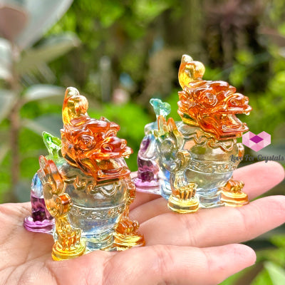 Qilin/Kirin Luili Glass Crystal (6X6X3Cm) Per Pair (Feng Shui 2024) Carving Crystal