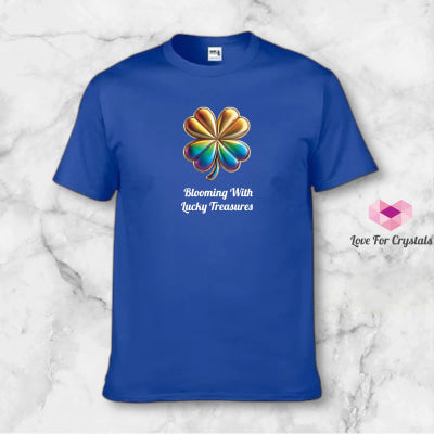 Rainbow Clover Blessings (Shirts of Fortune) by Fort M Treasures Navy Blue S