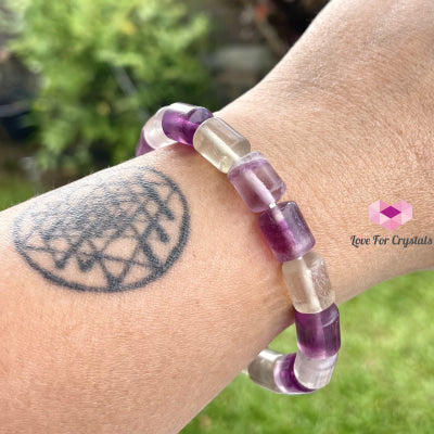 Rainbow Fluorite (Cylinder Shaped) Bangle Bracelet Bracelets