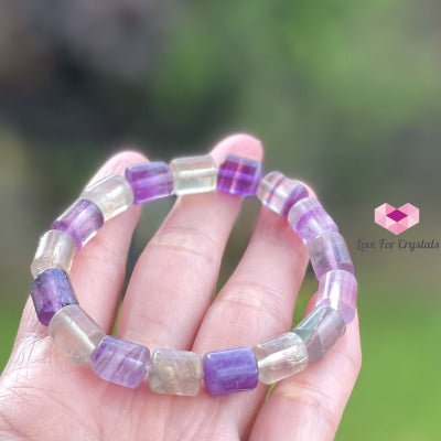 Rainbow Fluorite (Cylinder Shaped) Bangle Bracelet Bracelets