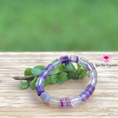 Rainbow Fluorite (Cylinder Shaped) Bangle Bracelet Size 5.5 Bracelets