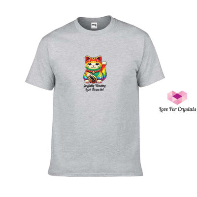 Rainbow Fortune Cat (Shirts of Fortune) by Fort M Treasures Grey 3XL