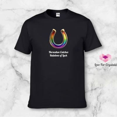 Rainbow Lucky Horseshoe (Shirts of Fortune) by Fort M Treasures Black M