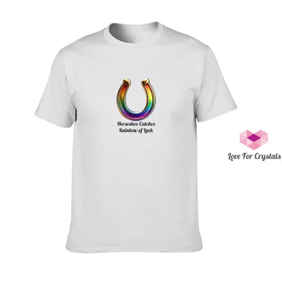 Rainbow Lucky Horseshoe (Shirts of Fortune) by Fort M Treasures White 2XL