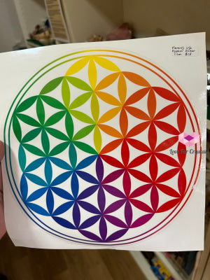 Rainbow Symbol Sticker (Flower of Life OM Sri Shree Yantra) Flower of Life Rainbow 22cm Metaphysical tool