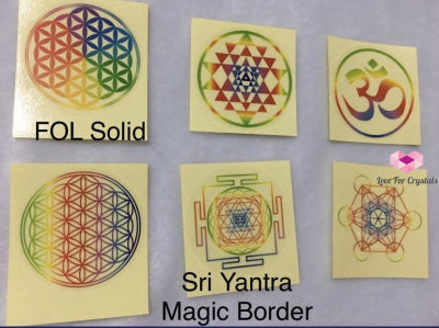 Rainbow Symbol Sticker (Flower Of Life Om Sri Yantra) Metaphysical Tool