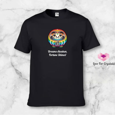 Rainbow Wish Granting Daruma (Shirts of Fortune) by Fort M Treasures Black M