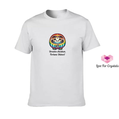 Rainbow Wish Granting Daruma (Shirts of Fortune) by Fort M Treasures White 2XL