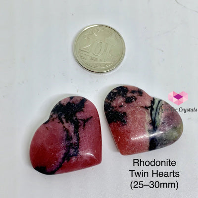 Rhodonite Twin Hearts (25-30Mm) Brazil Heart