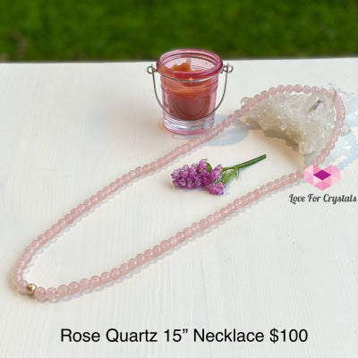 Rose Quartz 15 Long Necklace With 14K Gold-Filled Bead Pendants & Necklaces