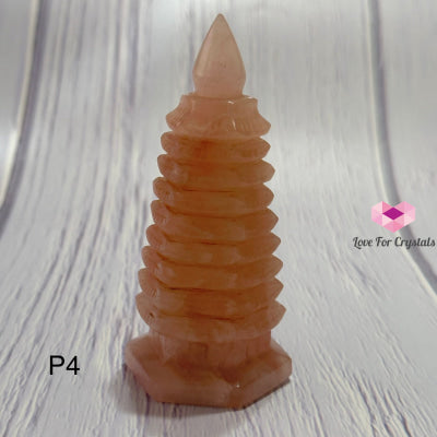 Rose Quartz 9-Tier Pagoda 4 Photo Polished Crystals