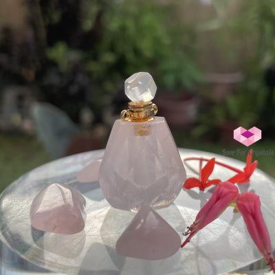 Rose Quartz Crystal Carved Bottle For Oils