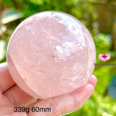 Rose Quartz Sphere With Wooden Stand (Brazil) Aaa Grade 339G 60Mm Crystal Sphere