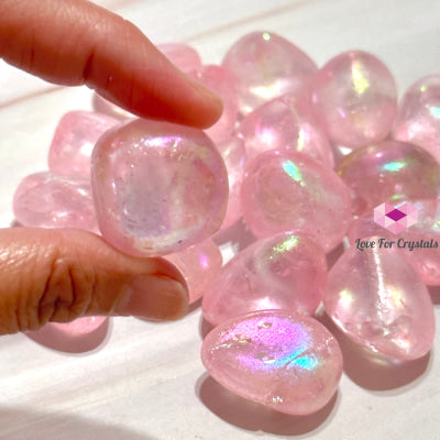 Rose Quartz Titanium Aura Tumbled Stones Crystals