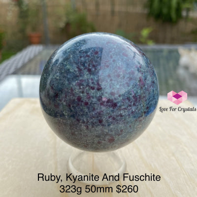 Ruby Fuschite In Kyanite Sphere (Rare) India 323G 50Mm