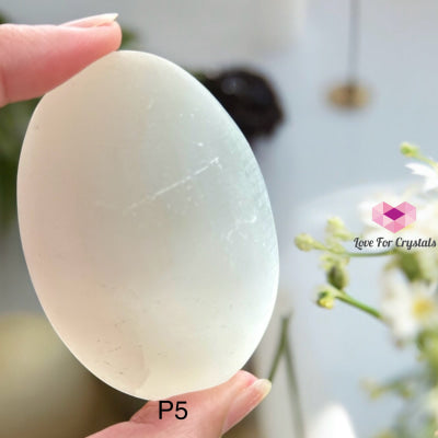 Selenite Palm Stone 60Mm Polished Crystals