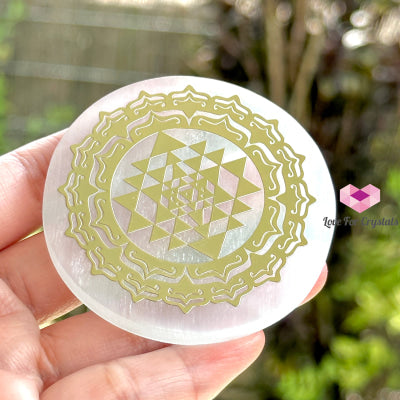 Selenite Sacred Geometry Charging/Cleansing Plate (60Mm) Polished Crystals