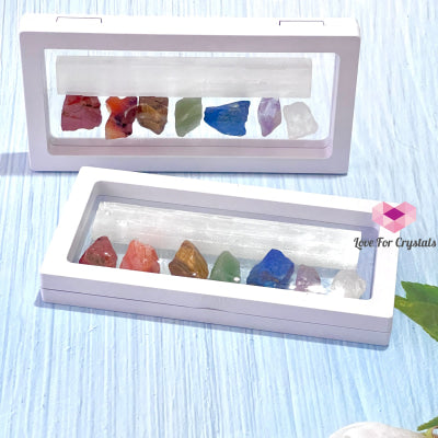 Selenite Wand Stick With 7 Chakra Raw Stones Gift Set Crystals